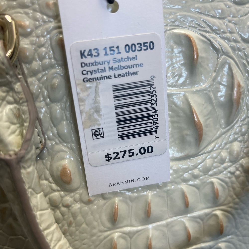 Brahmin Cream Croc-Embossed Satchel - Picture 4 of 4